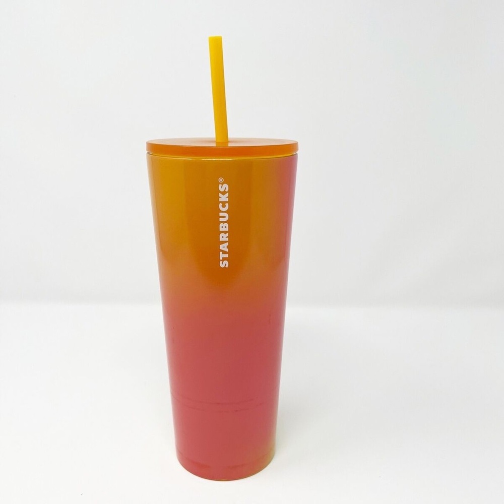 🔥 Starbucks 2022 Summer Pink Orange Ombre 24oz Stainless Steel Tumbler